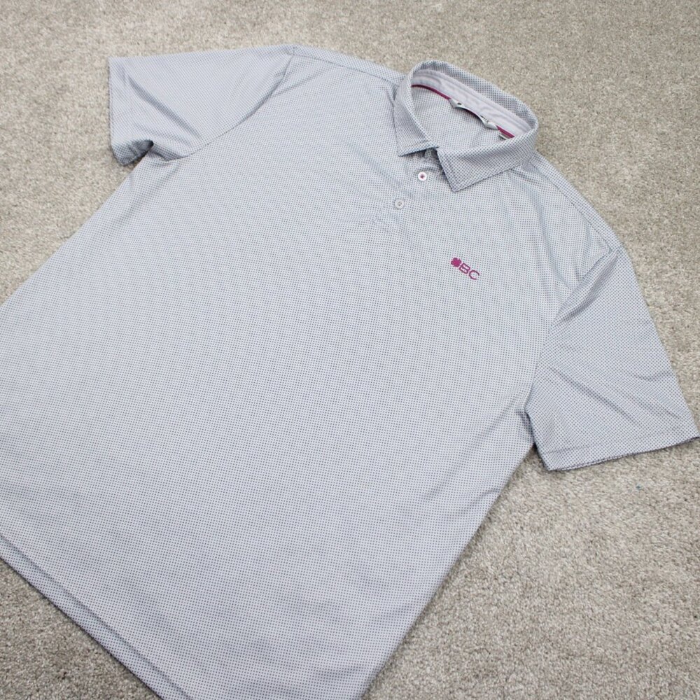 Black Clover Polo Shirt Adult XL White/Blue Geometric Polyester S/S Pullover - Picture 3 of 13